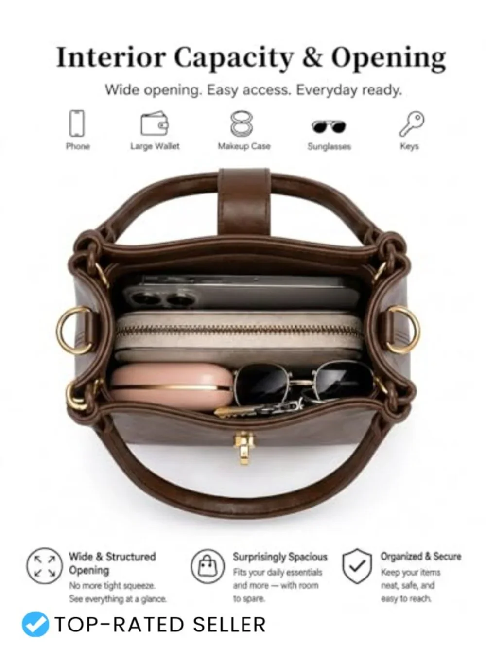 Small Crossbody Bag for Women Hobo Shoulder Bucket Handbag Vegan Leather Purse